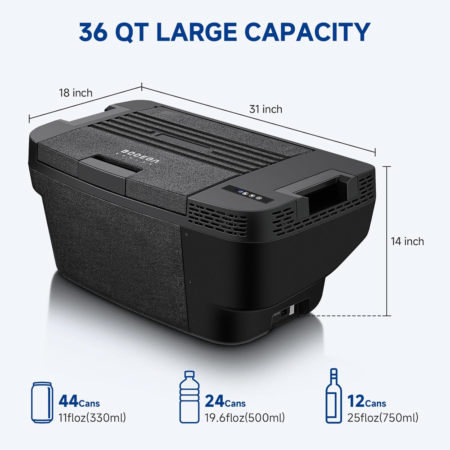 BODEGAcooler 12V 35L Car Refrigerator Perfect for Tesla Model Y