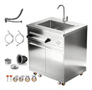 BODEGAcooler 32" Stainless Steel Outdoor Sink Cabinet with Wheels & Hose Hook Up