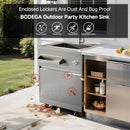 BODEGAcooler 32" Stainless Steel Outdoor Sink Cabinet with Wheels & Hose Hook Up