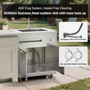 BODEGAcooler 32" Stainless Steel Outdoor Sink Cabinet with Wheels & Hose Hook Up
