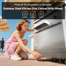 BODEGAcooler 32" Stainless Steel Outdoor Sink Cabinet with Wheels & Hose Hook Up