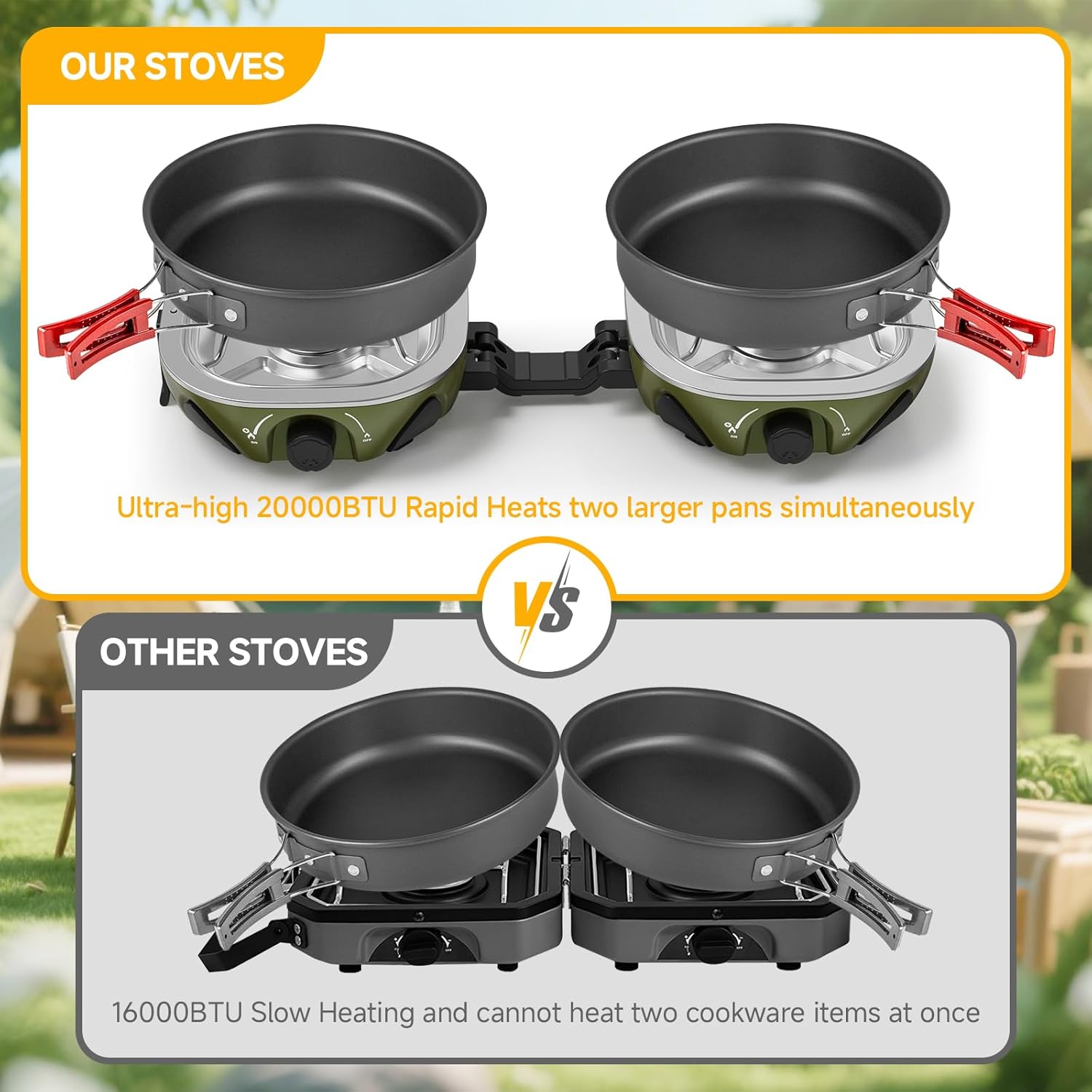 BODEGAcooler 2 Burner Camping Stove | Folding Propane Camp Stove