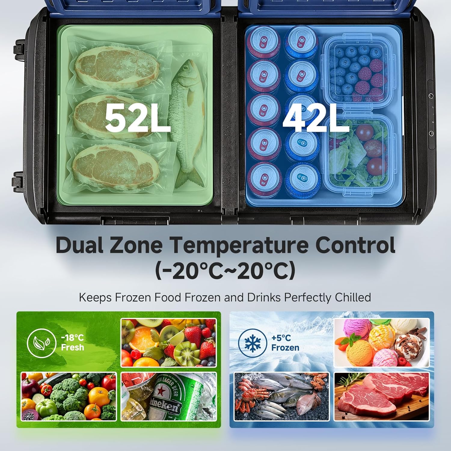 BODEGAcooler IP4X Water Resistance 12V Compressor Movable Cooler & Freezer |  100QT Dual Zone