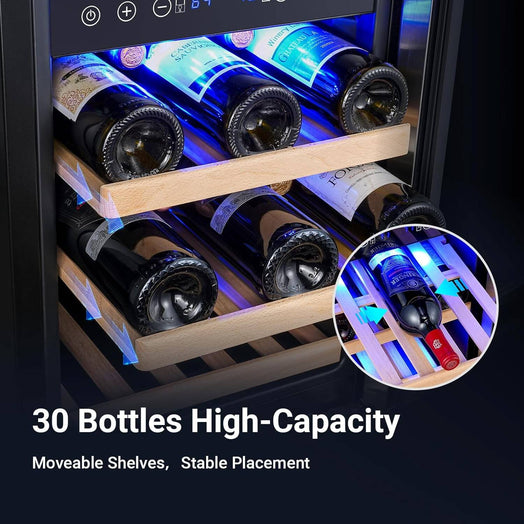 BODEGA 15 Inch 30 Bottles Dual Zone Wine Fridge