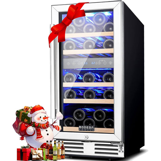 BODEGA 15 Inch 30 Bottles Dual Zone Wine Fridge