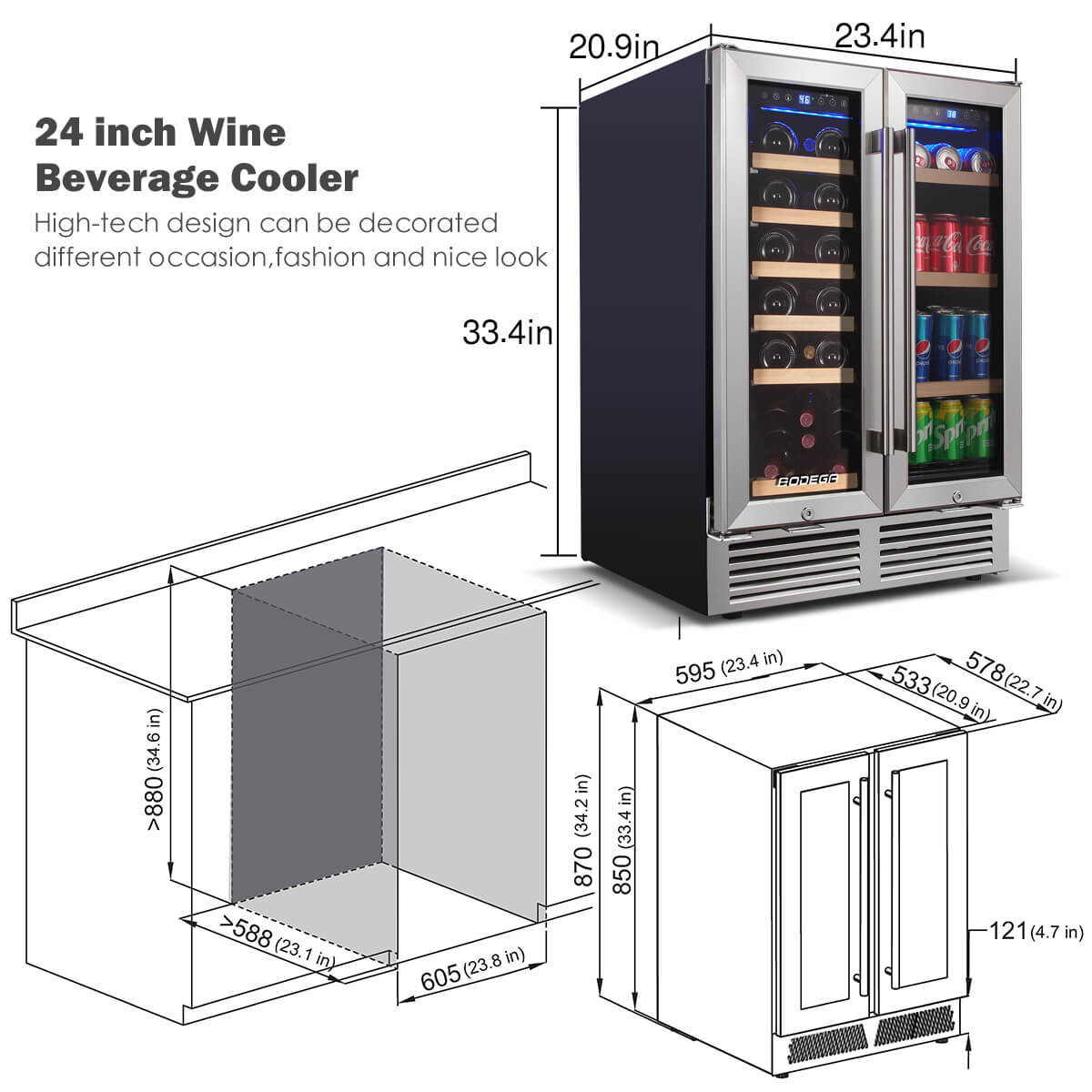 BODEGA 57 Cans (12 oz.) Freestanding Beverage Refrigerator with Wine  Storage with Smart APP Control & Reviews