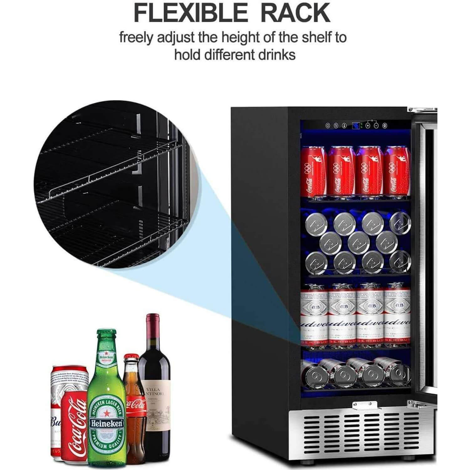 AAOBOSI Beverage Refrigerator 15 Inch 94 Cans Built-in Beverage Cooler