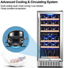 AAOBOSI Wine Cooler Refrigerator 15 inch Dual Zone Wine Fridge for 30 Bottles YC-100B