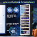 AAOBOSI 24" Free Standing 176 Bottles Wine Cooler in Stainless Steel with Wood Shelves YC-510B