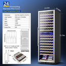 AAOBOSI 24" Free Standing 176 Bottles Wine Cooler in Stainless Steel with Wood Shelves YC-510B